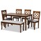 Baxton Studio Andor Grey Upholstered and Walnut Wood 6-Piece Dining Set 169-9874-10920-10520 - alternate 1